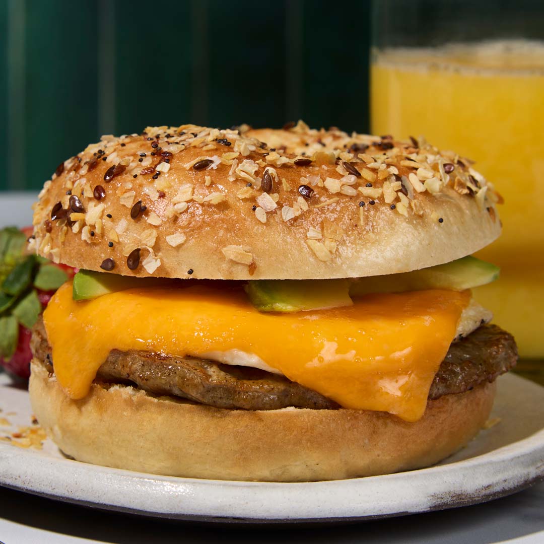 Sausage, Egg, Cheddar & Avocado Everything Bagel Sausage, Egg, Cheddar & Avocado Everything Bagel